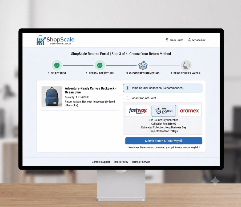 Automated e-commerce reverse logistics and returns portal integration South Africa